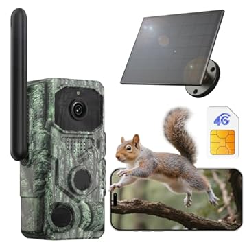 XEGA 4G【Rilevamento PIR 3】Fotocamera da Caccia con SIM e App,2K Fototrappola Solare Senza WiFi,Visione Notturna Invisibile 940nm,Audio Bidirezionale,Batteria da 7800 mAh,TF/Cloud,GPS IP66,per Animali