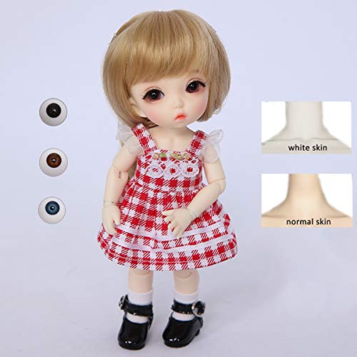 HWOEK 1/8 Anime Girl Dolls Full Set 15.5Cm 6Inch Jointed Dolls Toy Action Figure Makeup Accessory 3-Color Changing Eyes Matte Face and Ball Jointed Body Dolls,Normalskin
