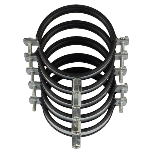 Pack 5 Abrazaderas metálicas para tubo, metálica Isofonicas | abrazadera de acero | grandes diámetros | abrazadera para pared tubos con tornillo (5, 100mm)