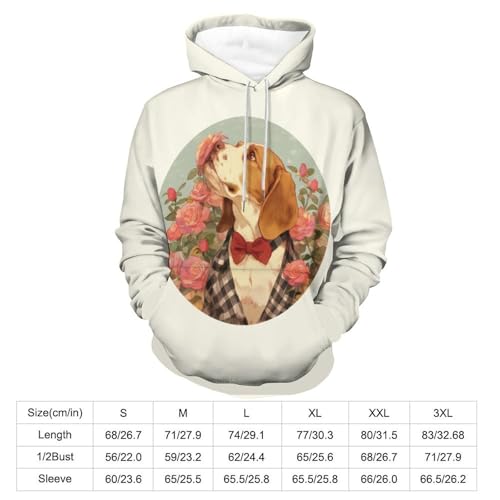 Sweat à capuche chaud et confortable motif chien rose fleur taille S - 3