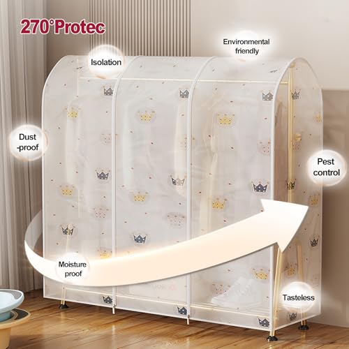 Clothes Rack with Cover, Translucent Garment Bags for Hanging Clothes, Coat Covers for Closet, No Installation Required(150x50x150cm)4
