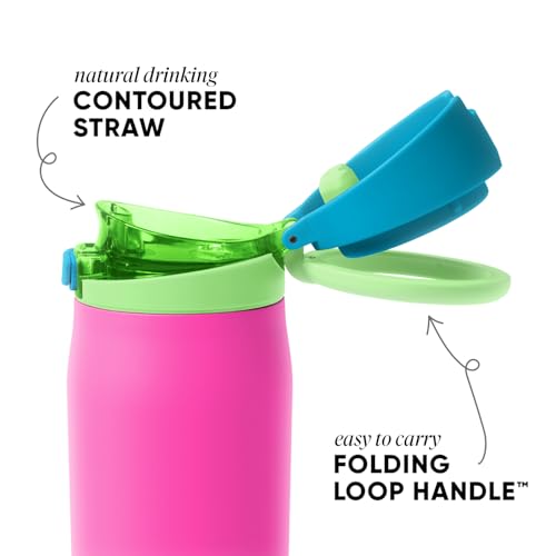 Image of Simple Modern Water Bottle with Straw & Handle | 24oz | 80s Mix | Mesa Loop Insulated Water Bottle for School, Sports, Travel | Leak Proof, Stainless Steel | 80s Mix
