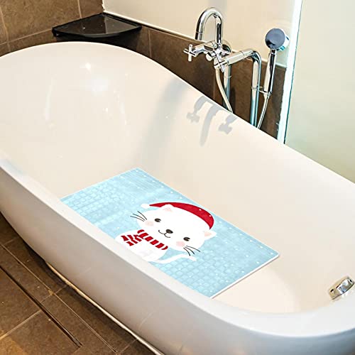 Tapis de bain bleu rectangulaire 71x40 cm avec ventouses de sécurité pour baignoire - 6