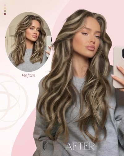 Image of Moresoo Nano Ring Hair Extensions Human Hair, Strawberry Blonde, 24 Inch | 50g 50 strands, extra-long straight length, medium brunette strawberry blonde, weddings, parties and fashion styling