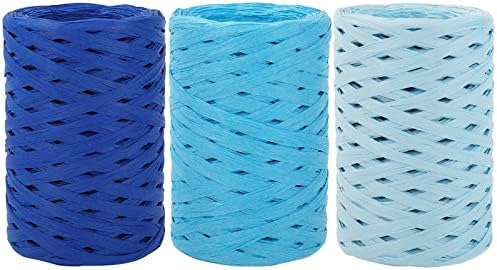Amazon.com: Whaline 984Ft Gradient Blue Raffia Ribbons Blue Series ...
