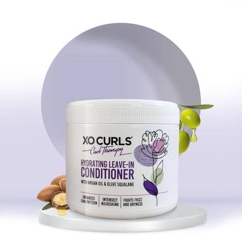 Image of XO Curls Hydrating Leave In Conditioner for Dry and Frizzy Hair. With Brahmi, Olive Squalene & Argan Oil For Frizz-Free, Soft Curly and Wavy Hair. Leave in Conditioner for Curly Hair Women - 500ml
