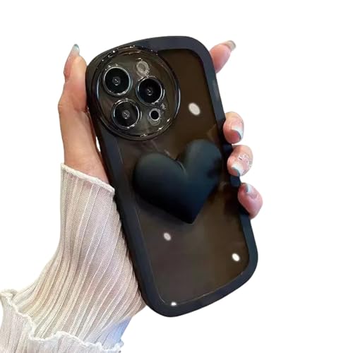 Coque silicone iPhone 15 14 13 motif cœur noir cadeau transparent