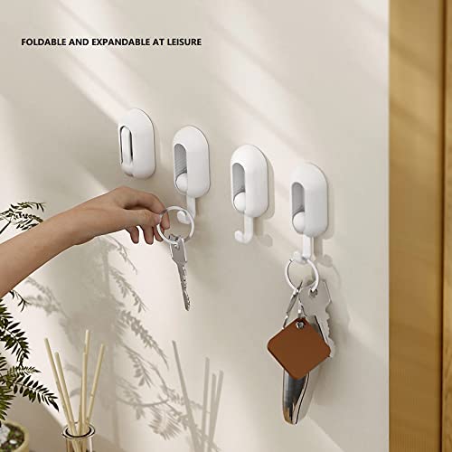 Adhesive Wall Hooks For Hanging Towel Hooks For Coat Robe Towels Stick On Bathroom Or Kitchen Universal Rotatable Ceiling Hooks 4 Pack White #TOP2