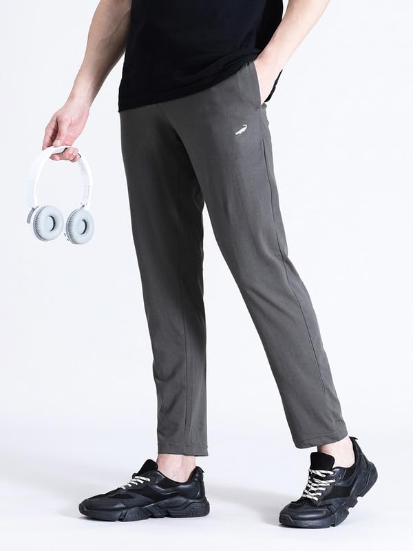 Image of CROCODILE Men Solid Regular Fit Track Pant | Mid Rise | Drawstring Waist | Regular Length | Casual Sports Lounge Bottomwear Jet Black