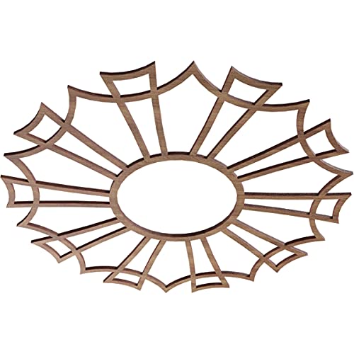 Image of Ekena Millwork 18 inchOD x 6 3 /8 inchID x 3 /8 inchT Augustus Wood Fretwork Pierced Ceiling Medallion, Walnut