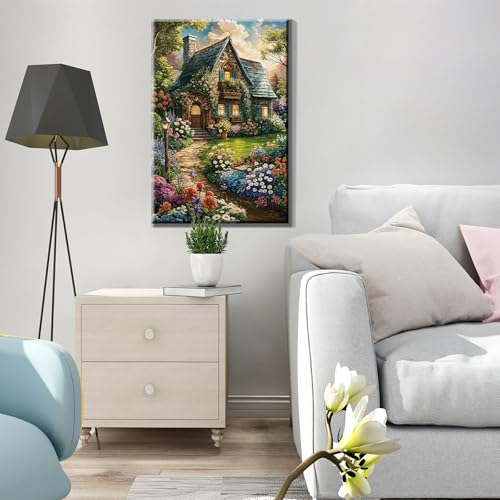 JOOZ Kit de pintura por números para adultos com moldura, pintura de paisagem por tela numérica, pin
