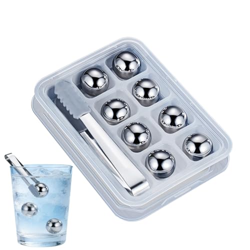 Bolas de hielo para whisky como regalo de bar, 8 esferas refrescantes con bola de café y pinza 2