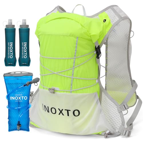 IX INOXTO Mochila de Hidratação para Corrida, Mochila Leve com Reservatório de Água de 1,6L para Trilhas, Caminhadas, Ciclismo, Maratonas E Corridas Em Geral, para Homens E Mulheres (Verde)