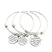 MIKINI Set of 3 Womens Silver Plated Stainless Steel Metal Bracelets Engraved Message Motivational Inspirational Words Round Charm Pendant Adjustable Bracelets (#1 Set of 3)
