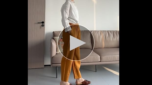 LaovanIn Women's Linen Cropped Pants Tapered Ankle Capris