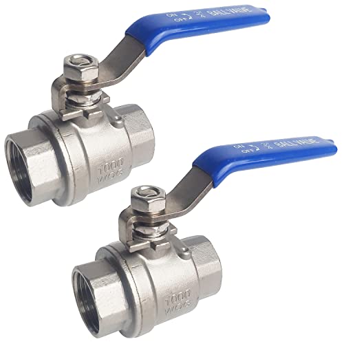 Válvulas de bola de acero inoxidable 316 NPT de 3/4 y paso total con mango azul