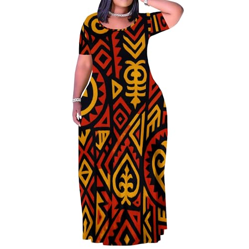 Image of PinkPatty Plus Size Maxi Dress for Women Summer Casual Short Sleeve Tshirt Dresses with Pockets (XL-6XL)