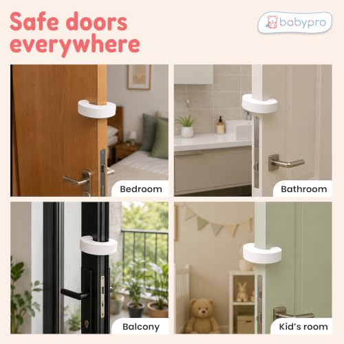 Image of BabyPro Finger Pinch U-Shape Door Guard for Kids, Pack of 4, White | Soft Foam, Easy to Install Baby Proofing Finger Pinch Prevention
