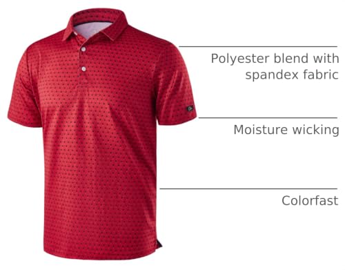 Image of Obla Mens Golf Polo Shirts Short Sleeve Dry Fit Performance Moisture Wicking Casual Print Collared Golf Shirts for Men