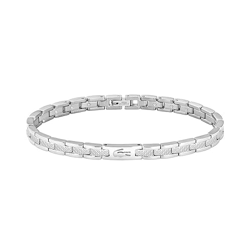 Lacoste Bracciale a Maglie da Donna Collezione METROPOLE in Acciaio Inossidabile con Petit Piqué Inciso - 2040466