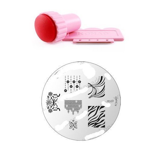 Konad USA Image Plat M69 Zebra Pedicure+ Stamp+scraper for Nail Art