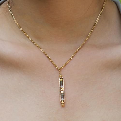 Handmade Healing Crystal Pendant Necklace Natural Gemstone Beads Copper Bar Stainless Steel Chain Reiki Yoga Jewelry Women Gift2