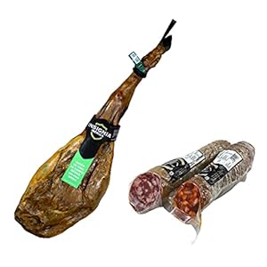 8 Kg. 100% natuurlijke Pata Negra Iberico Ham – Iberische varkens gefokt in Dehesas, de genezing is 100% natuurlijk – IBERISCHE CHORIZO + IBERISCHE WORST 1 KG | IBERIC BOX INSIGNIA IBERICA