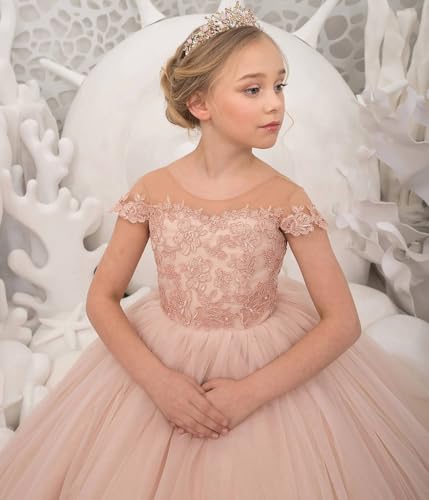 Pageant Dresses for Girls-Cap Sleeves Flower Girl Dresses Tulle Girls Party Dress3
