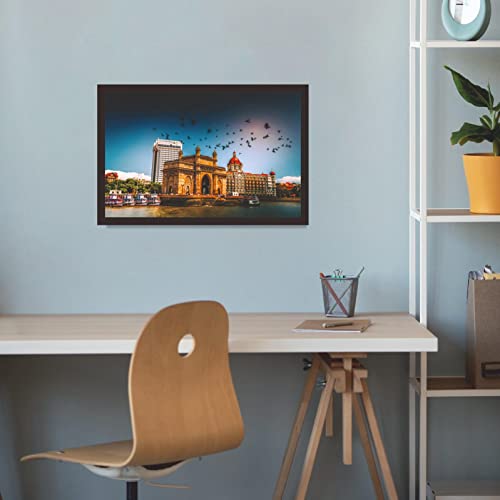 Image of Mad Masters Gateway Of India Mumbai India Painting Hanging Photo Frame Decorative Item for Living Room, Bedroom, Home Decor and Wall Decoration (MM 1549, 30.5L x 20.3W cm, Paper, Without Plexi Glass)