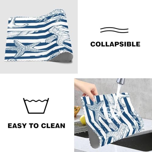 Set de table résistant à la chaleur et lavable motif hippocampe bleu