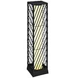 Outsunny Linterna de Jardín de Ratán, Farola Solar Exterior con Luces LED Encendido y Apagado Automático, Impermeable, IP44, Lámpara de pie para Terraza, Balcón, Patio, 16x16x68 cm, Negro