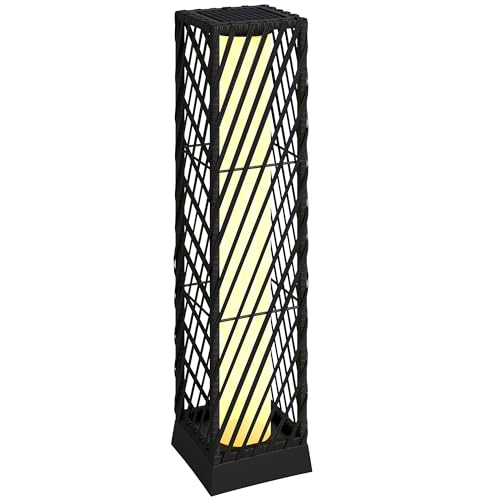 Outsunny Lanterna de jardim de rato, lâmpada solar exterior com luzes LED acesa e desligamento automático, impermeável, IP44, candeeiro de pé para terraço, varanda, pátio, 16 x 16 x 68 cm, preto