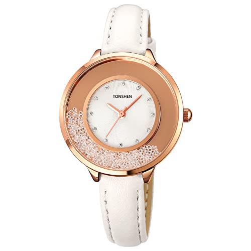 Montre femme acier et cuir cristal TONSHEN aux finitions de qualite