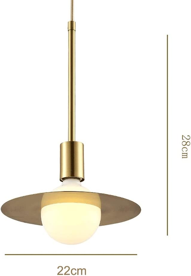Mjsdjof Messing hanglamp, koperen lampbehuizing + ring versieren, melkwitte bolvormige glazen lampenkap hangende lampen, E27-aansluiting, Scandinavische creatieve slaapkamer gang Droplights photo 3
