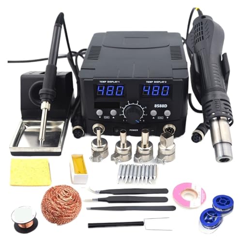 2 IN 1 800W LED �f�W�^���͂񂾕t���X�e�[�V���� �z�b�g�G�A�K�� �����[�N�X�e�[�V���� �d�C�͂񂾂��� �d�b PCB IC SMD BGA �n�ڗp �������艷�x(8588D TOOL SET 3)