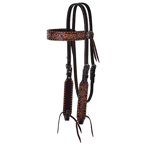 Circle Y Filigree Inlay Browband Headstall Orange