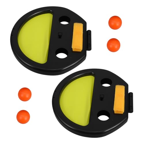 Toddmomy Outdoor Toys for Boys and Girls Hand Catch Ball Racket Set 2 Rackets 4 Balls for Family Fun