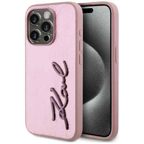 CG Mobile Karl Lagerfeld Wrinkled Metal Signature pour iPhone 15 Pro (Rouge)