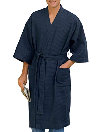 Harbor Bay By Dxl Big And Tall Waffle-Knit Kimono Robe, Navy, 5Xl/6Xl #TOP15