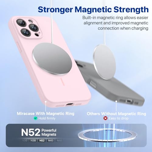 Image of Miracase Magnetic for iPhone 14 Pro Max Case, [Soft Anti-Scratch Microfiber Lining], Compatible with MagSafe, Silicone Shockproof Protection Phone Case for iPhone 14 Pro Max,Sand Pink