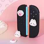 DLseego Poignées de pouce conçues pour le commutateur Nintendo 2 (2025), Soft Silicone Joycon Contrôleur analogique Protection antidérapante 4PCS Bouton Joy Con Joystick Caps couvre, lapin - blanc