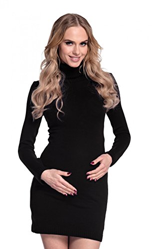 HAPPY MAMA Para Mujer. Vestido de Punto premamá con Cuello Alto. 888p (Negro, 44-46, 2XL/3XL)