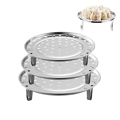 Amacoam Cuisson Vapeur Support Panier Vapeur INOX Plateau Rond Cuiseur Vapeur Rack avec Amovible Jambes Vapeur Rack pour Instant Pot Autocuiseur Panier Autocuiseur 20 cm 22 cm 26 cm 3 Pièces