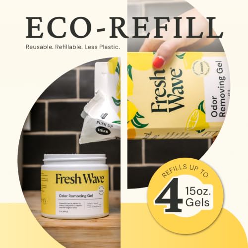 Image of Fresh Wave Lemon Odor Removing Gel, 15 oz. | Odor Absorbers for Home | Safer Odor Relief | Natural Plant-Based Odor Eliminator | Every 15 oz. lasts 30-60 Days | For Cooking, Trash & Pets