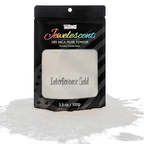 U.S. Art Supply Jewelescent Mica Pearl Pigment Powder, Interference Gold 3.5 oz (100g) Pouch - Cosmetic Grade, Epoxy Resin Color Pigment, Mica Powder for Resin, Soap, Slime, Candle Dye, Art, Crafts