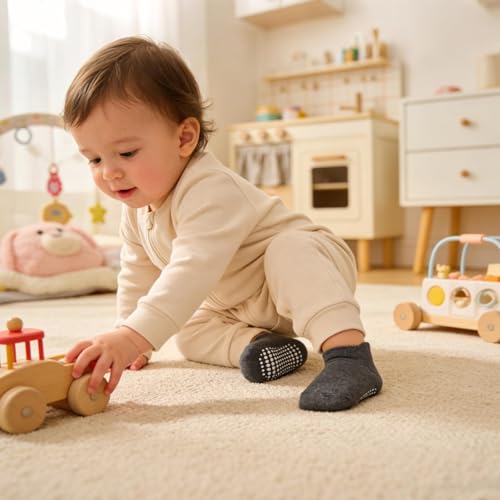 Image of Baby Non Slip Ankle Socks with Grippers (9 Pair) for 6 months-5 years Infant Toddler Boys Girls