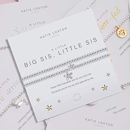 Katie Loxton A Little Big Sis Little Sis Silver Women's Stretch Adjustable Charm Bangle Bracelet Set Of 2 #TOP4