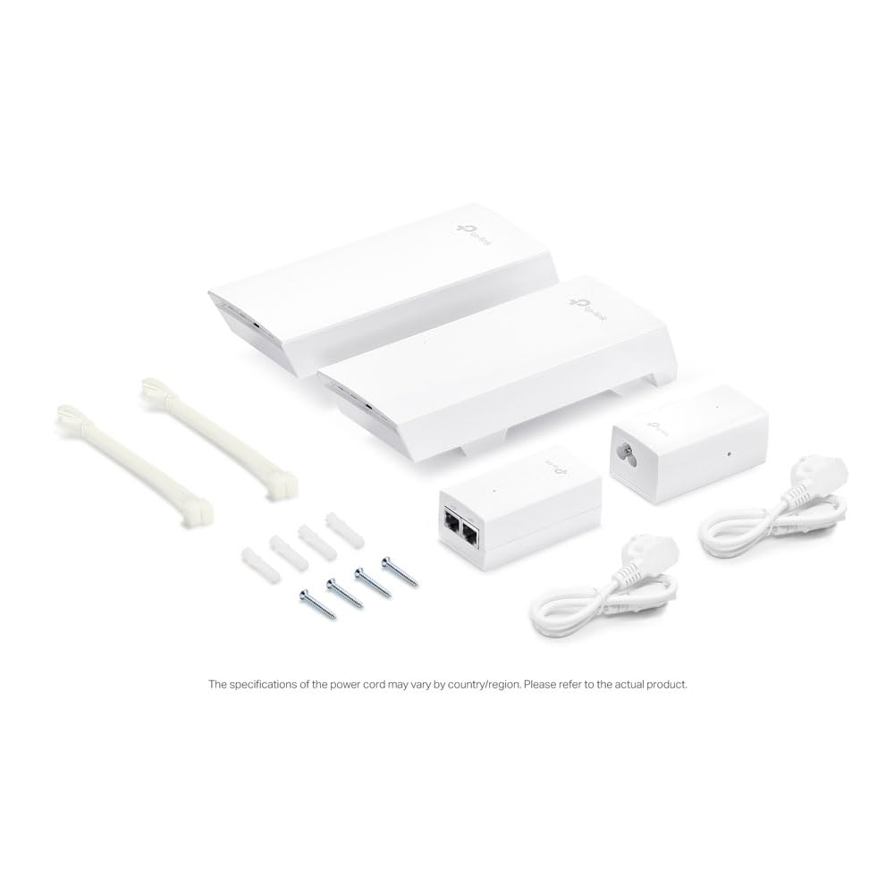 TP-Link Omada EAP211-Bridge KIT WLAN Bridge 5GHz 867Mbit/s, Outdoor CPE bis 1km Reichweite, 3× Gigabit Ports, IP65 wetterfest, PoE, Punkt-zu-Punkt WLAN für Überwachung & Netzwerk Erweiterung