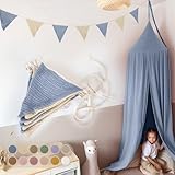 LILIMAUS Wimpelkette Stoff [in 12 Farben] Wimpelkette Kinderzimmer - 100% Baumwolle Handmade Girlande Stoff - Wimpelkette Musselin - Hausbett Deko Mädchen & Jungen - Girlande für Babyzimmer