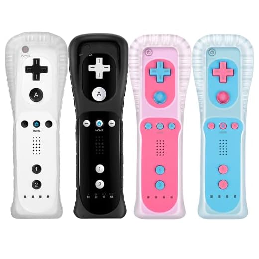 Doueuain 4 Pack Remote Controller for Wii Wii U, Gamepad with Silicone Case and Wrist Strap (New Black+White+Pink+Blue)